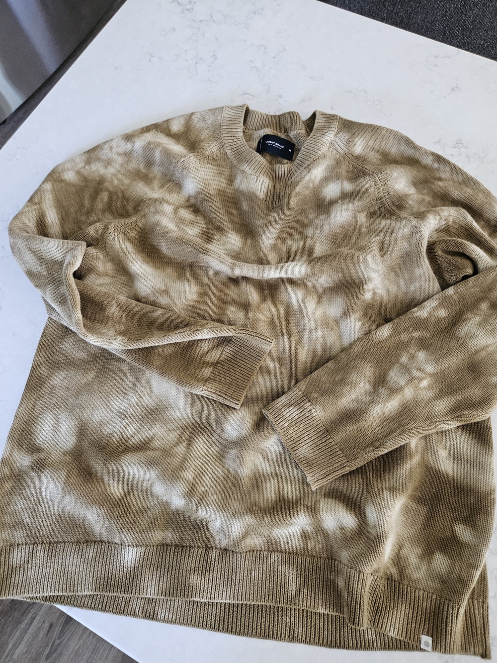 Lucky Brand Men's Army Green Tie-Dye Crewneck Sweatshirt
